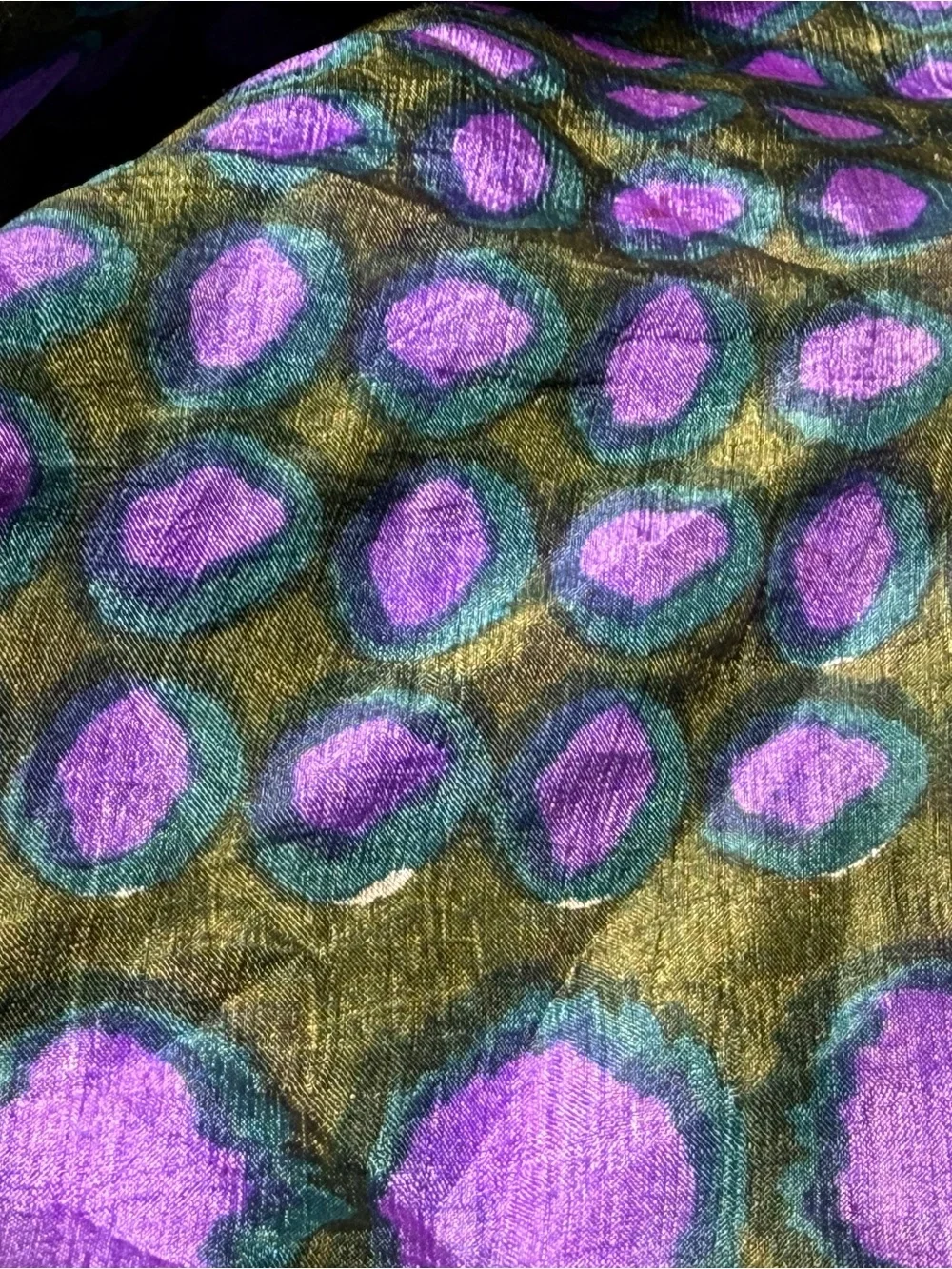 Lulla Bindia Silk Dot Print Scarf - Purple & Green